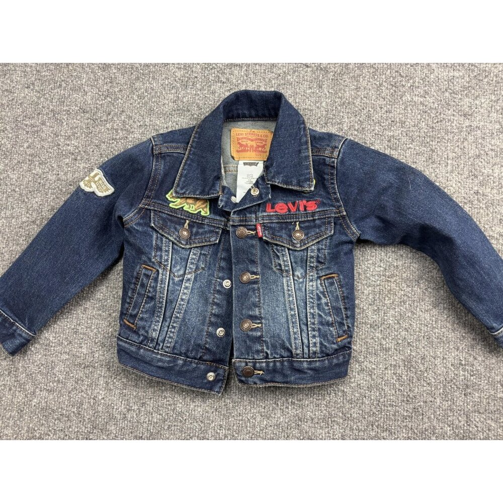 Levis Jacket Kids 2T Blue Denim Embroidered California Peace Patches Trucker